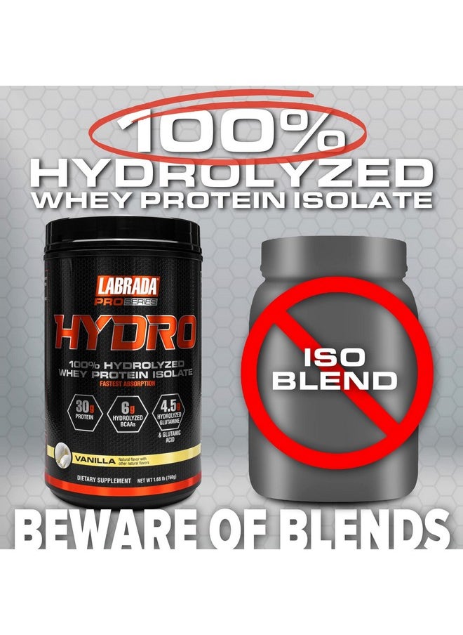 Hydro 100% Pure Hydrolyzed Whey Protein Isolate Powder Lactose Free 6G Bcaa’S 4.5G Glutamine Fastest Digesting Whey Available Instant Mixing Delicious Taste (Vanilla)
