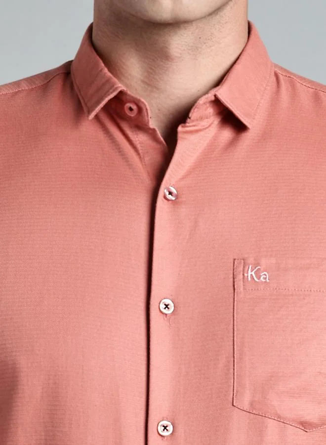 Kuons Avenue  KUONS AVENUE Men Peach Slim Fit Formal Shirt for Men | Best Price UAE