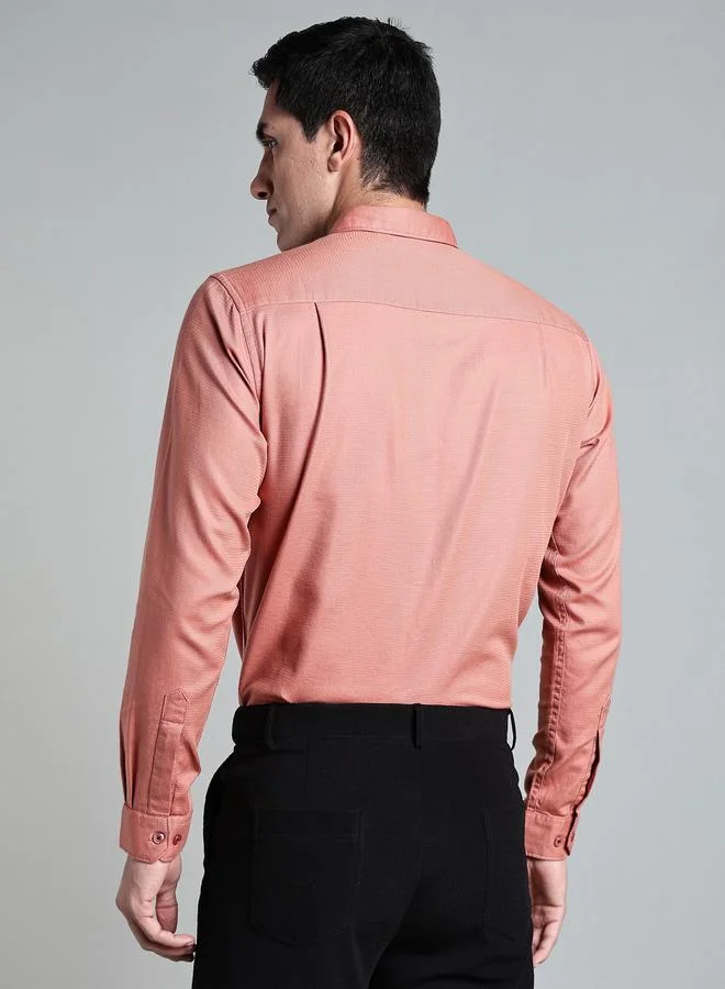 Kuons Avenue  KUONS AVENUE Men Peach Slim Fit Formal Shirt for Men | Best Price UAE
