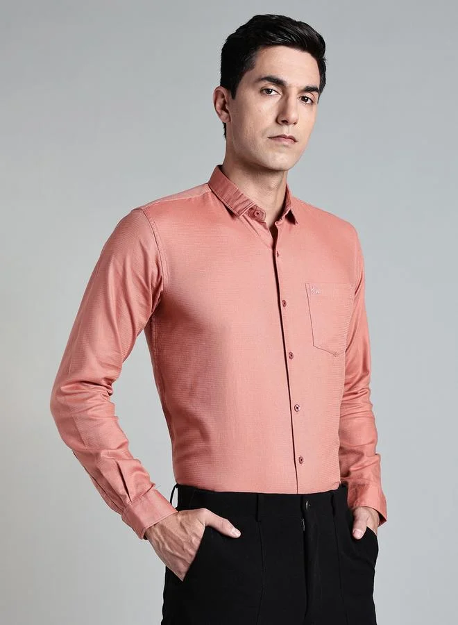 Kuons Avenue  KUONS AVENUE Men Peach Slim Fit Formal Shirt for Men | Best Price UAE