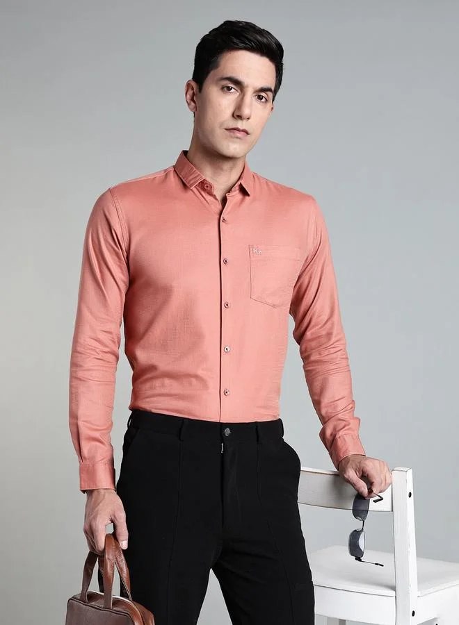 Kuons Avenue  KUONS AVENUE Men Peach Slim Fit Formal Shirt for Men | Best Price UAE