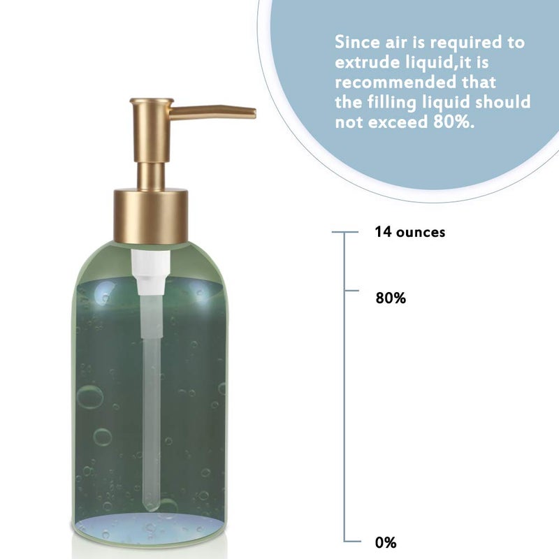 Natheeph 2Pc 14Oz Ceramic Soap Dispenser Ceramic Soap Pump Dispenser Can Fill Liquid For Bathroom/Kitchen (White + Green) - Image 3