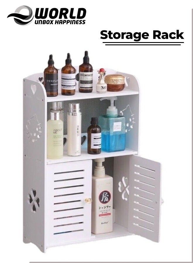 Elegant Wall Mounted Bathroom Cabinet with Carved Doors, Premium Plastic Design for Stylish and Efficient Toilet Storage Available in Large and Small Sizes