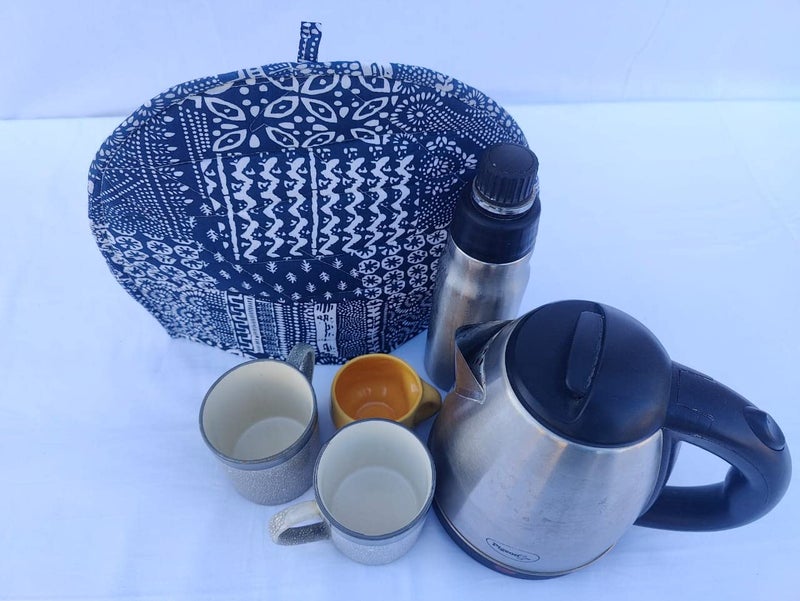 Malan Bai Mandala Tea Cozy Cover White Hand Block Winter Tea Cozy Cotton Tea Kettle Warmer Pot Cover Hot Coffee Cover Handamde Kitchen Décor Brand: Malan Bai (Pattern 48) - Image 4