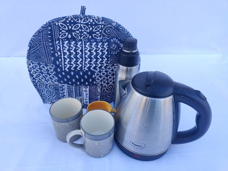 Malan Bai Mandala Tea Cozy Cover White Hand Block Winter Tea Cozy Cotton Tea Kettle Warmer Pot Cover Hot Coffee Cover Handamde Kitchen Décor Brand: Malan Bai (Pattern 48) - Image 3