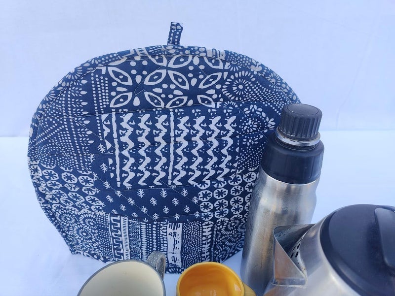 Malan Bai Mandala Tea Cozy Cover White Hand Block Winter Tea Cozy Cotton Tea Kettle Warmer Pot Cover Hot Coffee Cover Handamde Kitchen Décor Brand: Malan Bai (Pattern 48) - Image 1