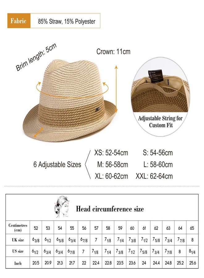 Comhats Oversize XL XXL Mens Summer Straw Fedoras Sun Hats Panama Derby Packable 57-64cm 22.4"-25.2" 7 1/8-8, 94587_blue, XXL - Image 4
