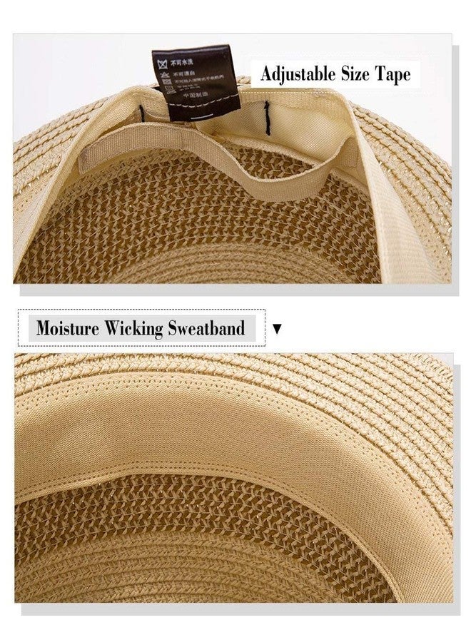 Comhats Oversize XL XXL Mens Summer Straw Fedoras Sun Hats Panama Derby Packable 57-64cm 22.4"-25.2" 7 1/8-8, 94587_blue, XXL - Image 5