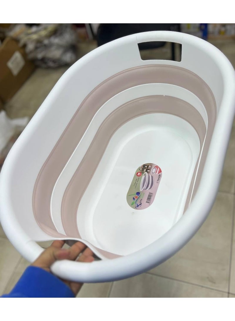 باسكت غسيل وبانيو سيليكون قابل للطي – سعة كبيرة 38 لتر – تصميم عملي موفر للمساحة – لون رمادي وأبيض R - Image 3