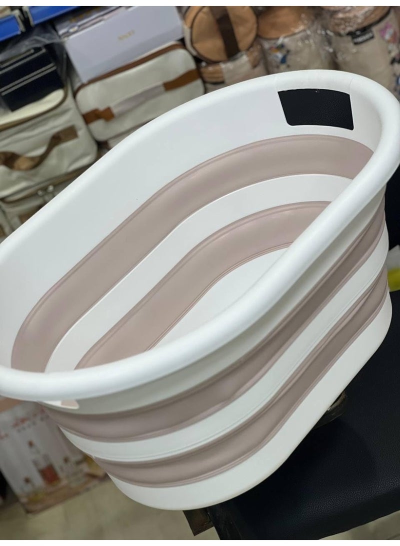 باسكت غسيل وبانيو سيليكون قابل للطي – سعة كبيرة 38 لتر – تصميم عملي موفر للمساحة – لون رمادي وأبيض R - Image 4