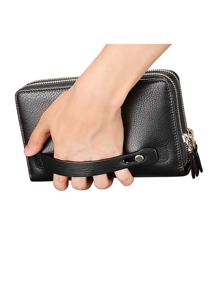 Captaintech Wallet, RFID Blocking Genuine Leather Wallet, Long Purse Leather Clutch Large Business Handbag Phone Card Holder Case Gift for Men Father Son Husband Boyfriend - Image 2