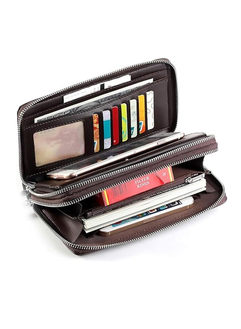 Captaintech Wallet, RFID Blocking Genuine Leather Wallet, Long Purse Leather Clutch Large Business Handbag Phone Card Holder Case Gift for Men Father Son Husband Boyfriend - Image 3