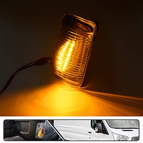 Mingrui test 2Pcs Amber Led Side Mirror Marker Lights For Fo.rd Transit 150 250 350 350HD 2015-2021 Clear Lens Turn Signal lamp - Image 2