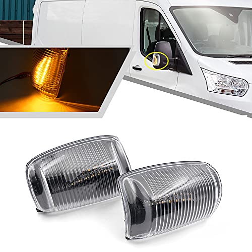 Mingrui test 2Pcs Amber Led Side Mirror Marker Lights For Fo.rd Transit 150 250 350 350HD 2015-2021 Clear Lens Turn Signal lamp - Image 1