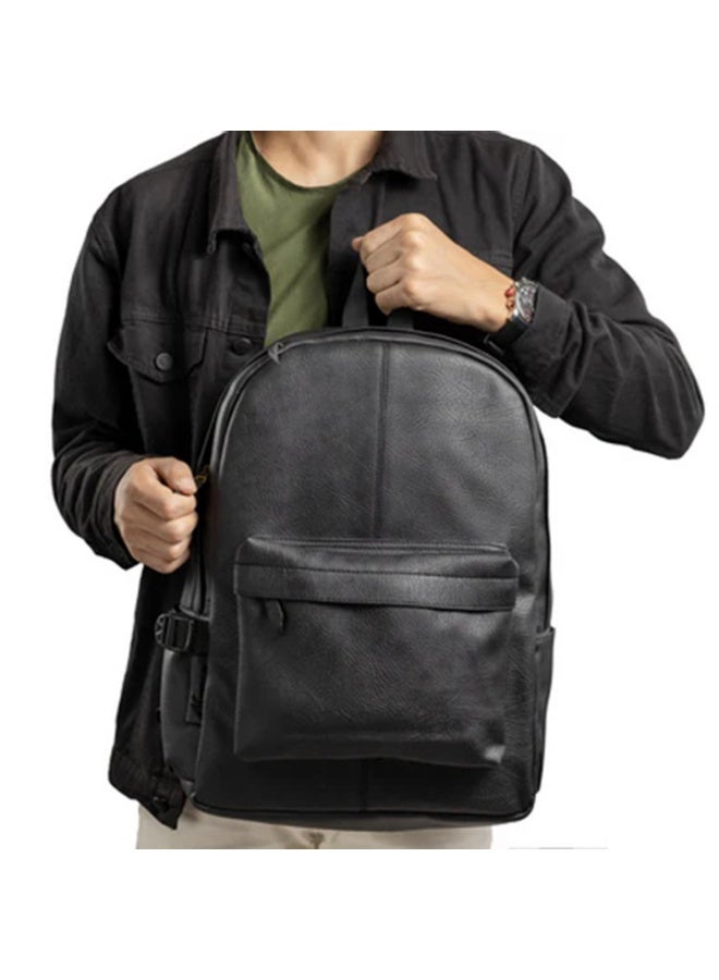 شنطة لابتوب جلد مبطنة – تصميم عصري بجيب أمامي وجيوب جانبية - أسود - Image 2