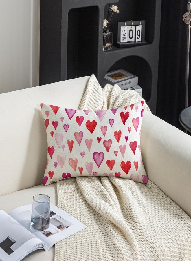 TAJWE Valentine Pillow Covers 12x20 Inch Set of 2 Red Pink Purple Heart Pillow Cases Valentine’s Day Wedding February Holiday Farmhouse Decorative Lumbar Cushion Covers for Sofa Couch Home Decor - Image 4