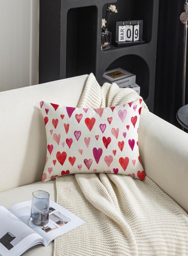 TAJWE Valentine Pillow Covers 12x20 Inch Set of 2 Red Pink Purple Heart Pillow Cases Valentine’s Day Wedding February Holiday Farmhouse Decorative Lumbar Cushion Covers for Sofa Couch Home Decor - Image 3