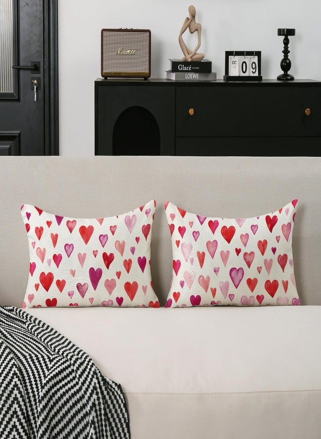 TAJWE Valentine Pillow Covers 12x20 Inch Set of 2 Red Pink Purple Heart Pillow Cases Valentine’s Day Wedding February Holiday Farmhouse Decorative Lumbar Cushion Covers for Sofa Couch Home Decor - Image 2