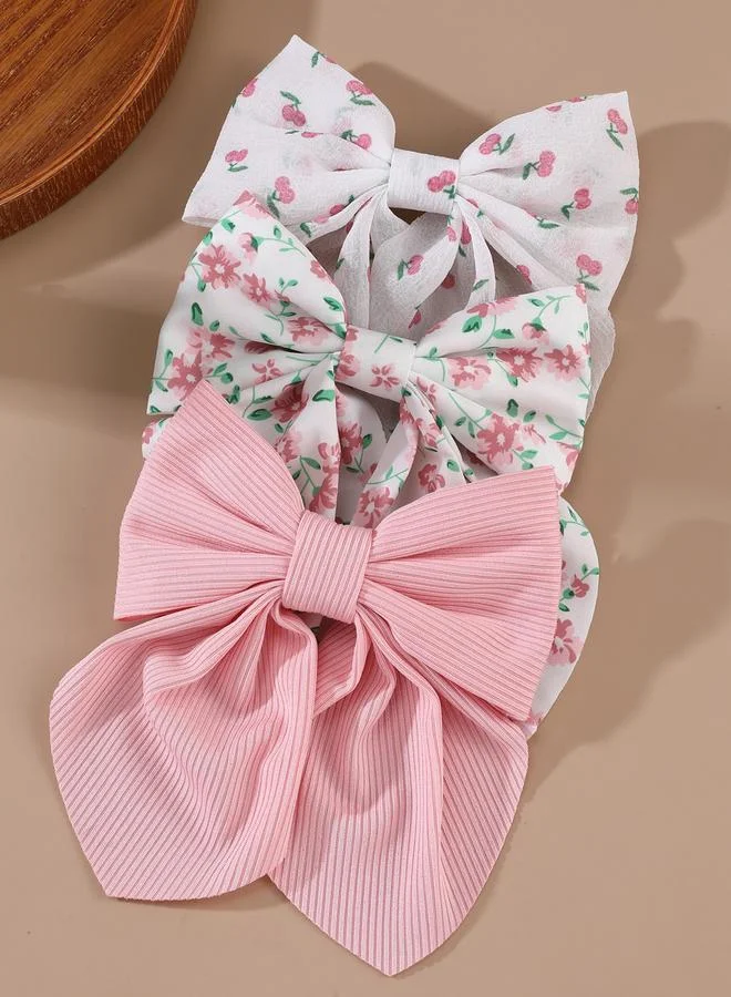Take Two Pack of 3 - Floral Print Bow Hair Clip