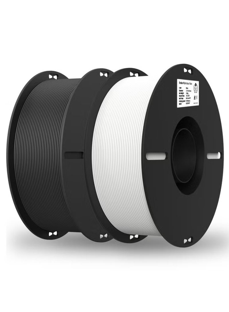 إندر خيوط PLA أبيض وأسود 1.75 ملم 2 كجم حزمة 2 عبوة لطابعة Ender ثلاثية الأبعاد لا تشابك ربط قوي أداء悬垂 دقة +/- 0.02 ملم - Image 1