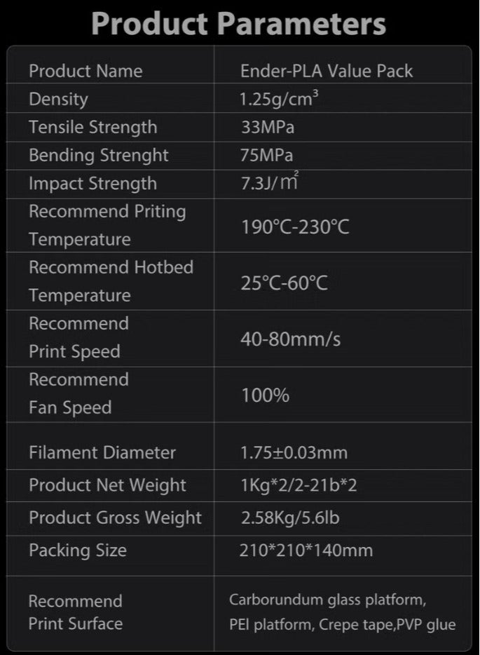 إندر خيوط PLA أبيض وأسود 1.75 ملم 2 كجم حزمة 2 عبوة لطابعة Ender ثلاثية الأبعاد لا تشابك ربط قوي أداء悬垂 دقة +/- 0.02 ملم - Image 5