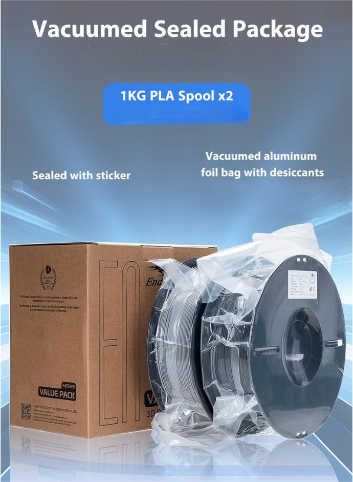 إندر خيوط PLA أبيض وأسود 1.75 ملم 2 كجم حزمة 2 عبوة لطابعة Ender ثلاثية الأبعاد لا تشابك ربط قوي أداء悬垂 دقة +/- 0.02 ملم - Image 4