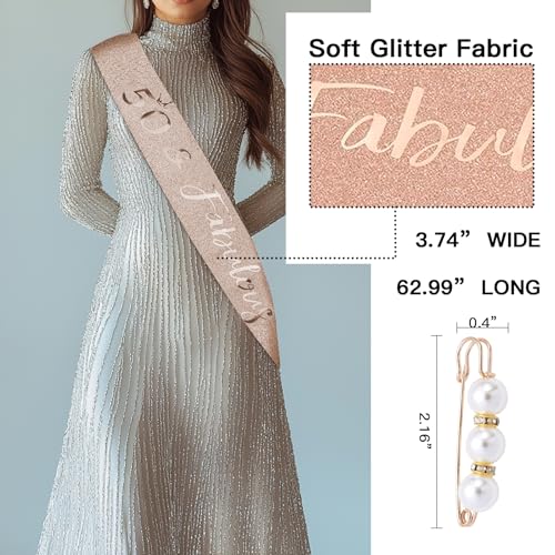 Cyrelwing 50th Birthday Gifts for Women Her,50th Birthday Sash,Crown,Rhinestone Tiara,Vintage Engraved Wine Glass,50 Year Old Birthday Decorations For Her,Women,Mom,Wife,Friends,Sister-Turning 50 Present - Image 4