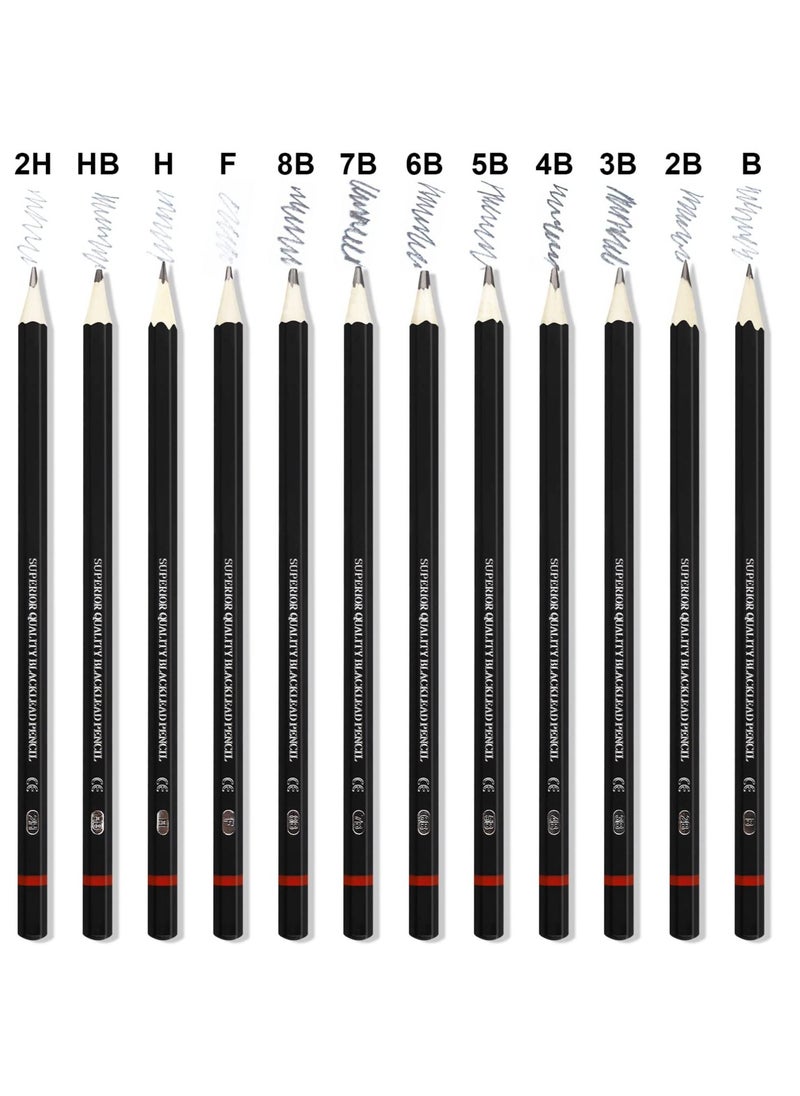 Y&D Drawing Pencils 8B 7B 6B 5B 4B 3B 2B B HB F H 2H Sketching with Graphite Lead Artist Set for Adults Artists Student Beginners Professional 12 Pcs  - Image 5