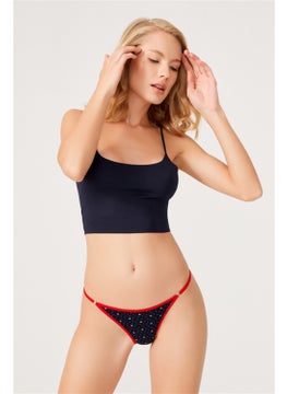 COTTONHILL Patterned Basic Cotton Adjustable Waist Women's Thong Panties 6 Pack  - Image 5