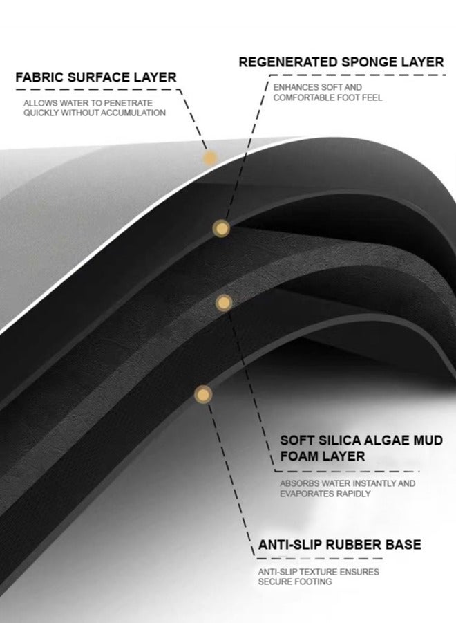 حصيرة طين دياتوم ، حصيرة حمام ، حصيرة غير قابلة للانزلاق ، ماصة ، غير قابلة للانزلاق وسريعة الجفاف ، سهلة التنظيف 60 * 40 سم - Image 5