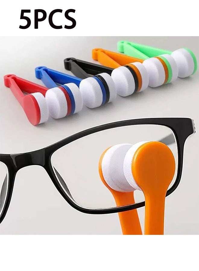 طقم مكون من 5 قطع من نظارات شمسية صغيرة وأداة تنظيف عدسات ميكروفايبر فرشاة ناعمة لعمل تنظيف العدسات (ألوان عشوائية) - Image 1