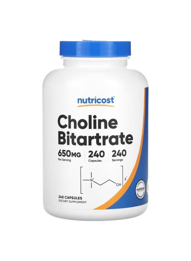 Nutricost, Choline Bitartrate, 650 mg , 240 Capsules - Image 1