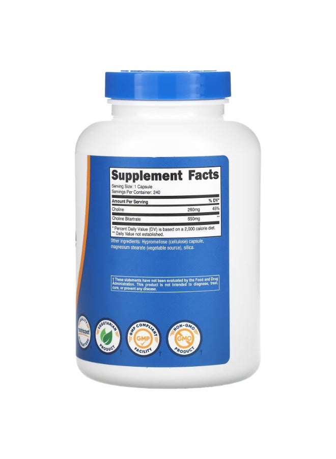 Nutricost, Choline Bitartrate, 650 mg , 240 Capsules - Image 2
