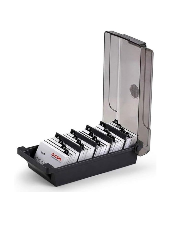 Oasisgalore Business Card Holder Box Business Card File Card Storage Box Organizer，Large Capacity for 500 Cards，4 Divider Board and A-Z Index Tabs  - Image 1