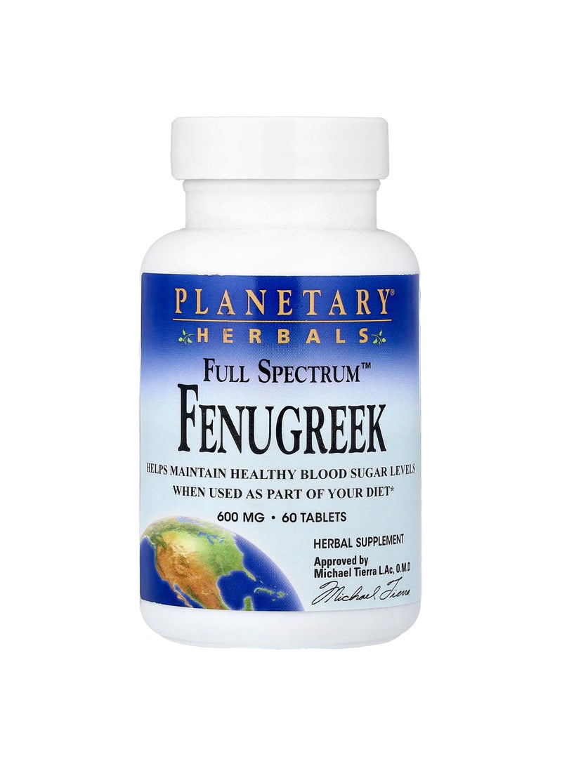 PLANETARY HERBALS Full Spectrum, Fenugreek, 600 mg, 60 Tablets