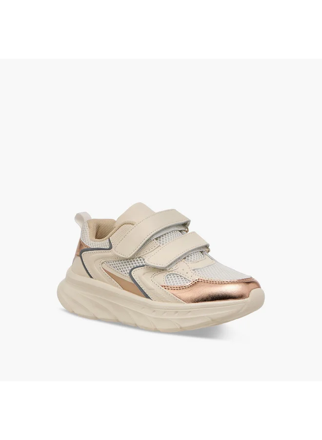 Flora Bella By Shoexpress Girls Panelled Sneakers with Hook and Loop Closure
