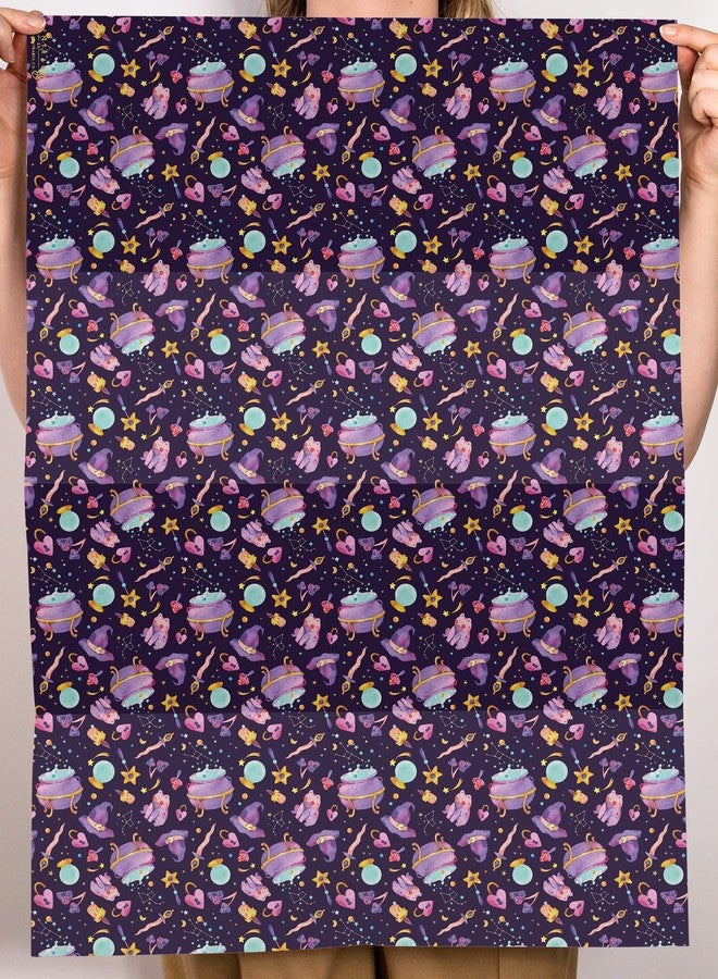 CENTRAL 23 Witch Wrapping Paper - Purple Gift Wrapping Paper - 6 Sheets Gift Wrap For Halloween - Dark Mystic - Comes With Fun Stickers - Image 2