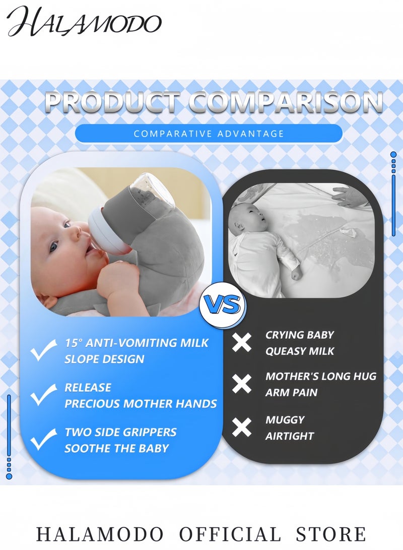 HALAMODO Adjustable Baby Bottle Holder Hands-Free Self Feeding Cushion and Support Pillow Portable Baby Feeding Pad for Infants Nursing Essentials for Newborns - Image 5