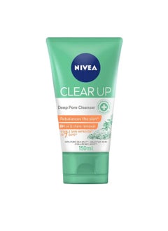 NIVEA Face Wash Deep Pore Cleanser, Clear Up Anti-Acne Sea Salt, Salicylic & Hyaluronic Acid, 150ml