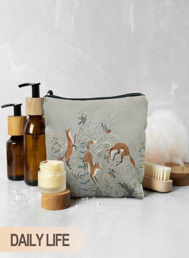 RYYCDOI Cute Fox and Wildflowers Makeup Bag, Fox Gifts for Women Fox Lovers, Forest Fox Cottagecore Cosmetic Bags Toiletry Bag for Women, Animal Lover Gifts - Image 4