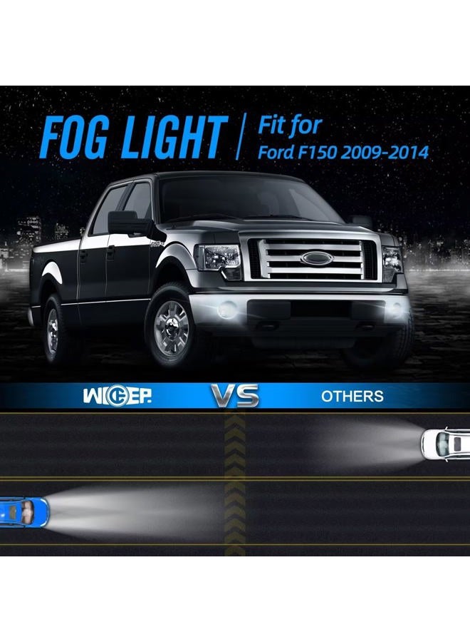 wideep Fog Light Assemblies with Bezels For F150 2009-2014 Ford, Upgrade Replacement Fog Lamp Assembly Kit with Housing, Plug and Play 3000K Yellow IP67 DC 12V 2Pcs, FL3Z-15200-A - Image 3