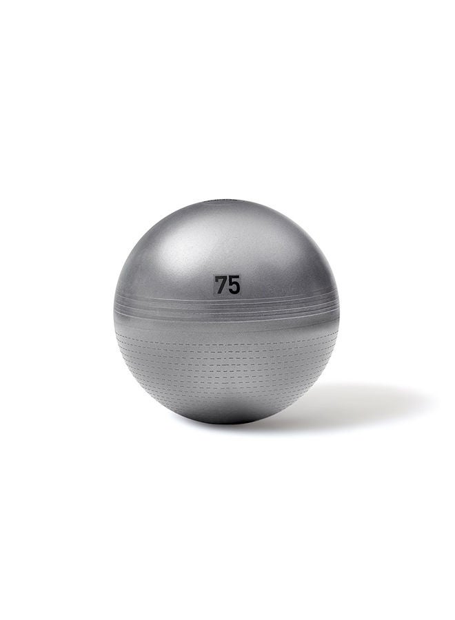 اديداس كرة رياضية رمادية – 75 سم، مقاومة للانفجار، مقبض مزدوج الملمس ومضخة يدوية لتدريب عضلات الجذع - Image 1