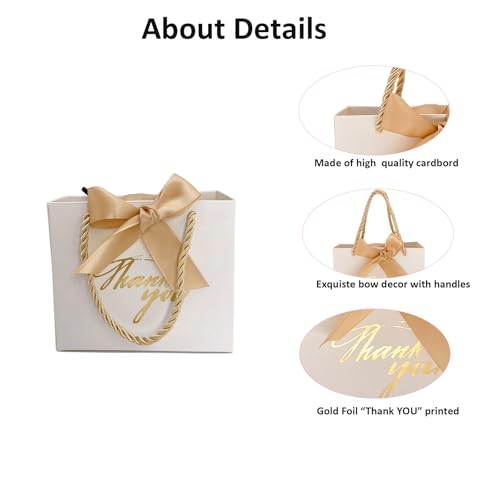 TKSBAG 100 Pack Small Thank You Gift Bags with Handles, 5.5''x 2.5''x4.7'' Mini White Gift Bags Bulk for Baby Shower, Birthday, Wedding, Party Favors - Image 3