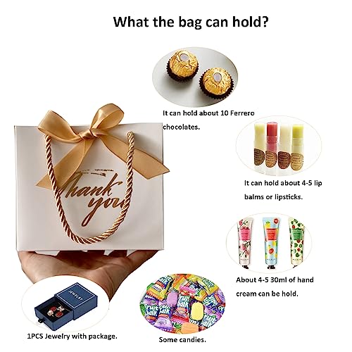 TKSBAG 100 Pack Small Thank You Gift Bags with Handles, 5.5''x 2.5''x4.7'' Mini White Gift Bags Bulk for Baby Shower, Birthday, Wedding, Party Favors - Image 4