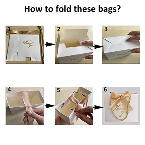 TKSBAG 100 Pack Small Thank You Gift Bags with Handles, 5.5''x 2.5''x4.7'' Mini White Gift Bags Bulk for Baby Shower, Birthday, Wedding, Party Favors - Image 5