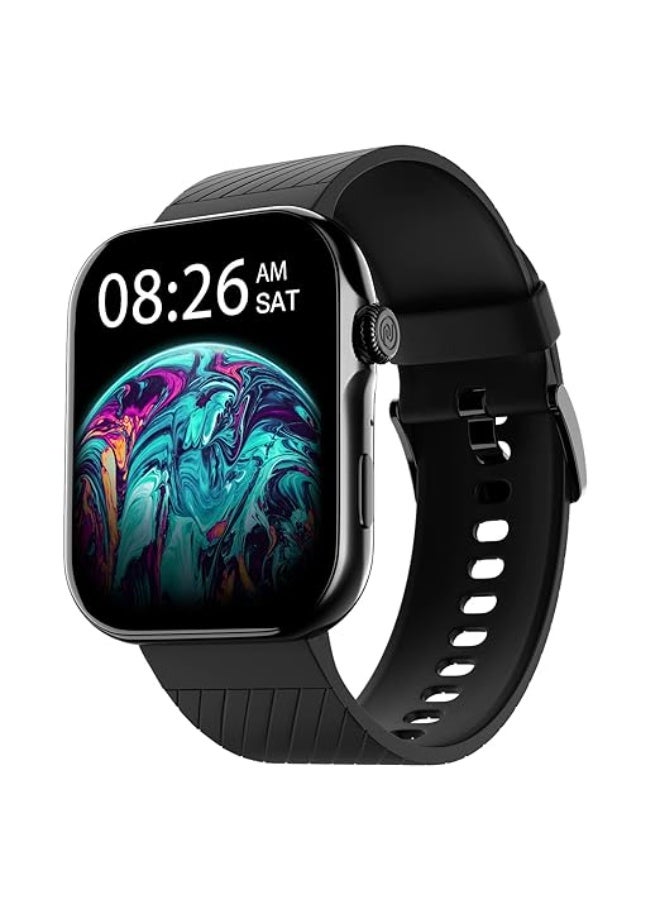 Noise ColorFit Ultra 3 Bluetooth Calling Smart Watch with Biggest 1.96" AMOLED Display, Premium Metallic Build, Functional Crown, Gesture Control with Silicon Strap (Jet Black) - Image 1