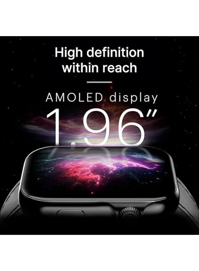 Noise ColorFit Ultra 3 Bluetooth Calling Smart Watch with Biggest 1.96" AMOLED Display, Premium Metallic Build, Functional Crown, Gesture Control with Silicon Strap (Jet Black) - Image 2