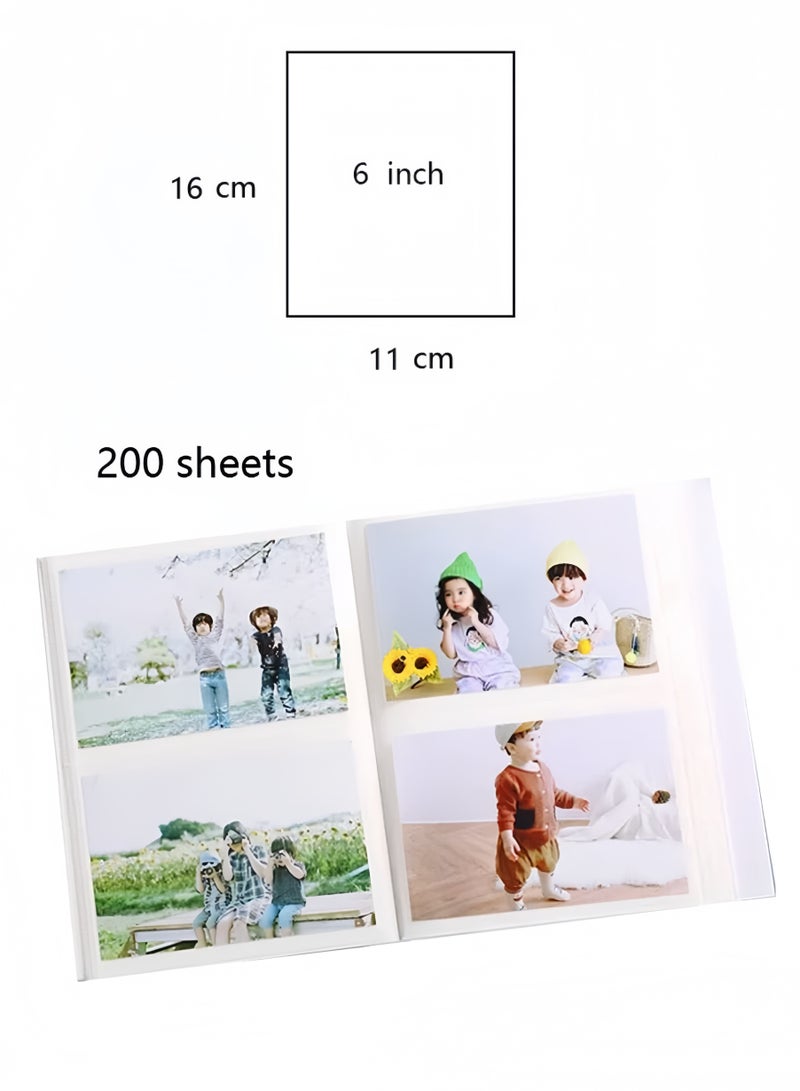 Lee Yon 200 Pockets Stamping Photo Album for 6 Inches Photos Portable Photo Album for Family Wedding Boys Girls, White - Image 3