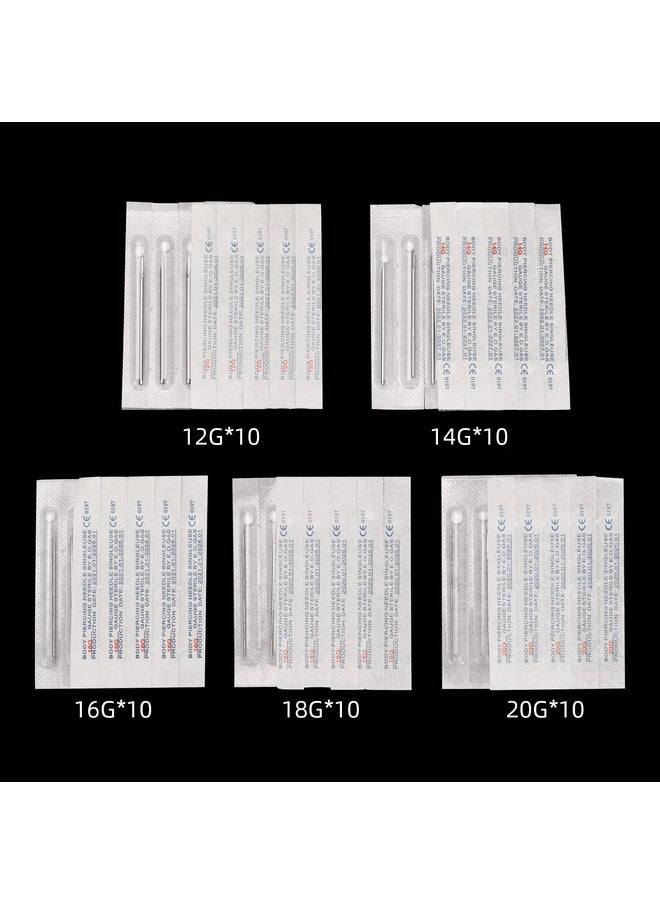 ATOMUS - Iercing Needles, Atomus 50Pcs Mixed Ear Nose Piercing Needles 12G 14G 16G 18G 20G Stainless Steel Navel Nipple Lip Body Piercing Needles - Image 1
