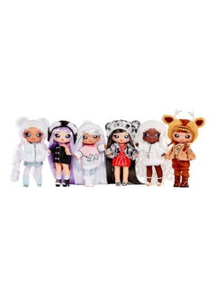 Na! Na! Na! Surprise Na! Na! Na! Surprise Cozy Series Leona White 7.5" Fashion Doll Snow Leopard-Inspired with Black Hair, 3-Piece Outfit and Fuzzy Clip-on Purse, Poseable, Great Toy Gift for Kids Ages 5 6 7 8+ Years  - Image 4